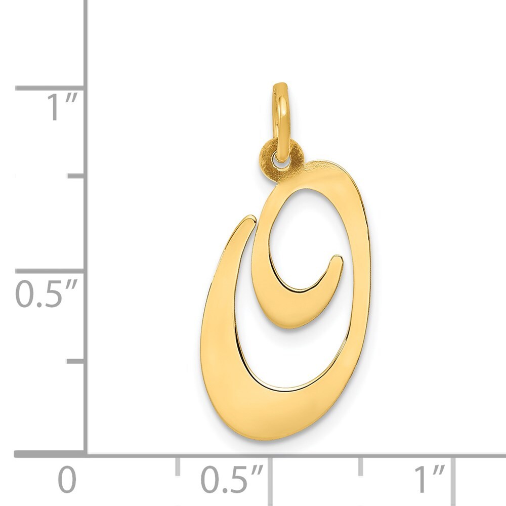 14k Yellow Gold Large Fancy Script Letter O Initial Charm Pendant for Women