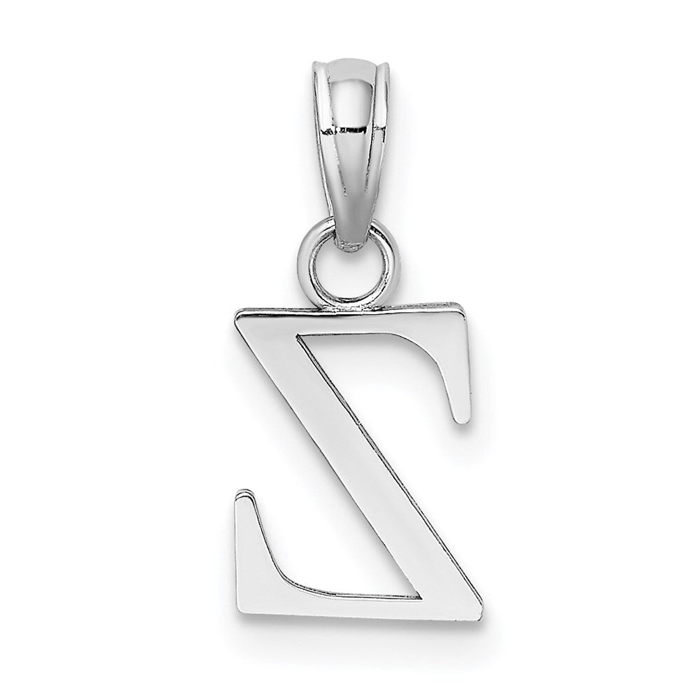 14k White Gold Polished Block Letter Z Initial Pendant for Women