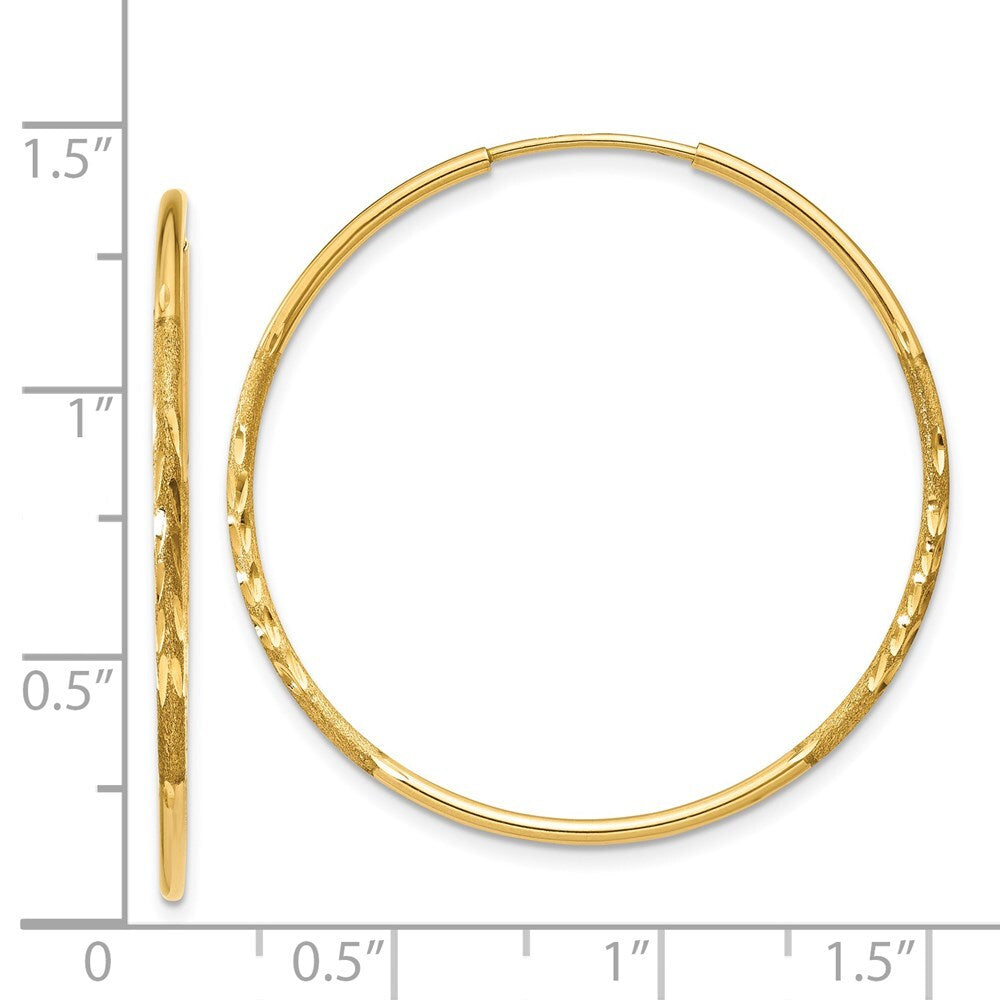 14k Yellow Gold 1.25mm Diamond-cut Endless Hoop Earring