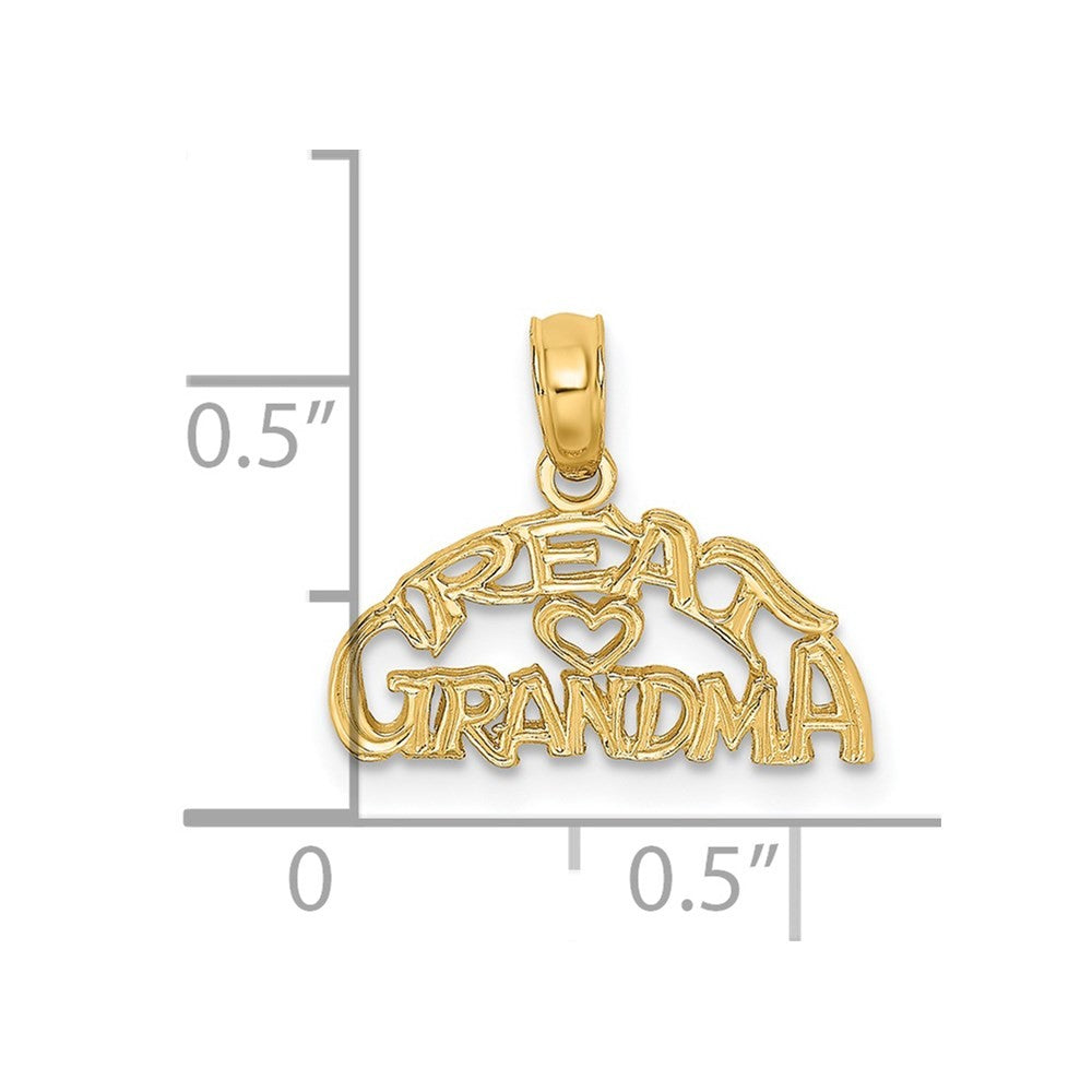 14k Yellow Gold GREAT GRANDMA with Heart Charm