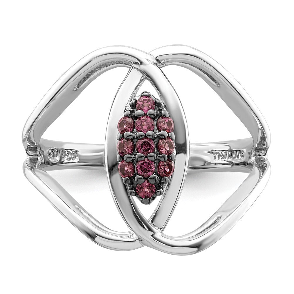 Sterling Silver Rhod-plat Rhodolite Garnet Ring Size 7