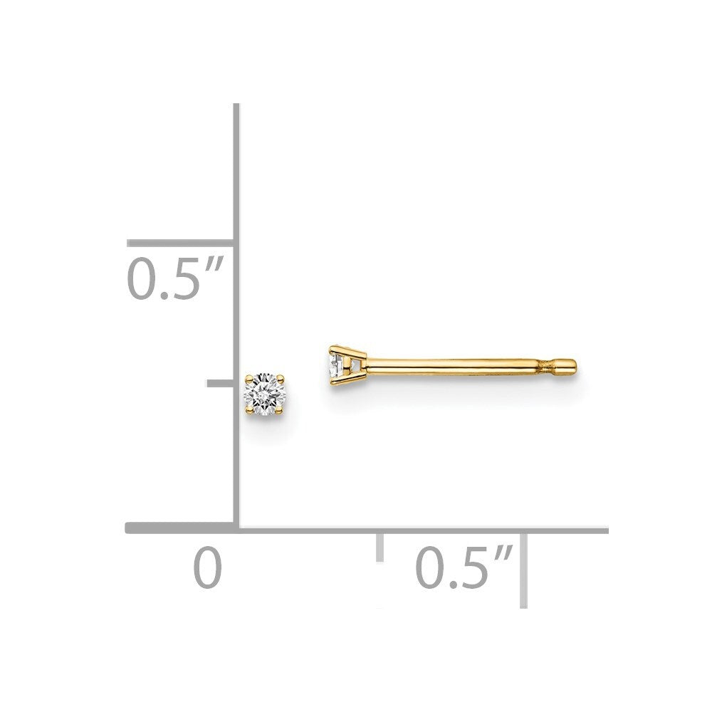 14y .05ct. I1 J-K Diamond Push-on Stud Earrings Gift for Women