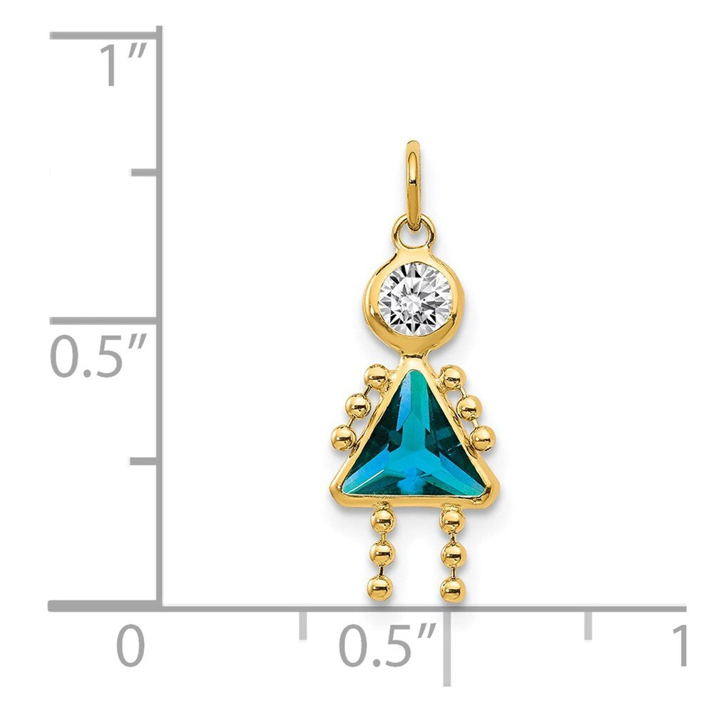 14k Yellow Gold December Girl Birthstone Charm Pendant for Women