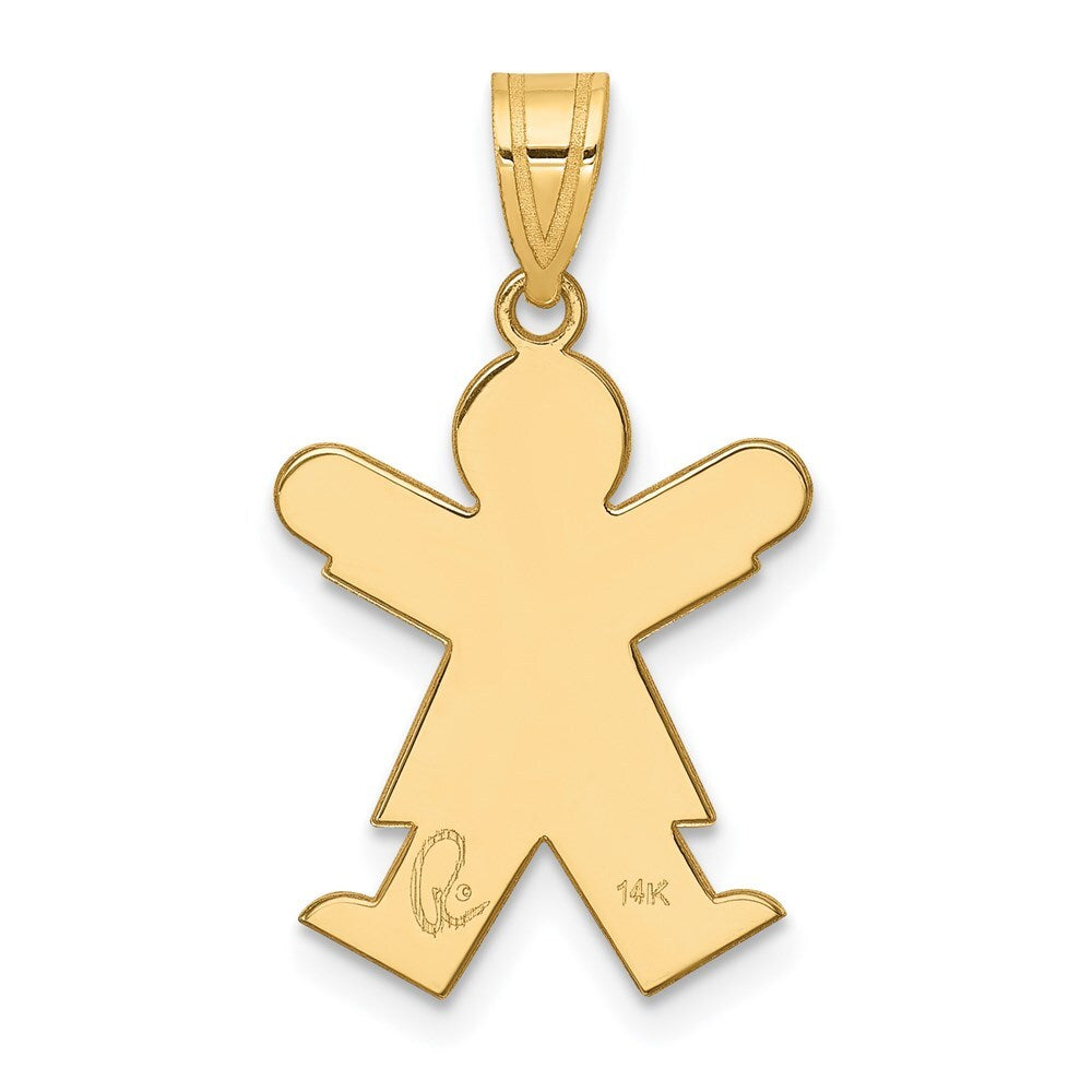 14k Yellow Gold Girl Charm Pendant for Women