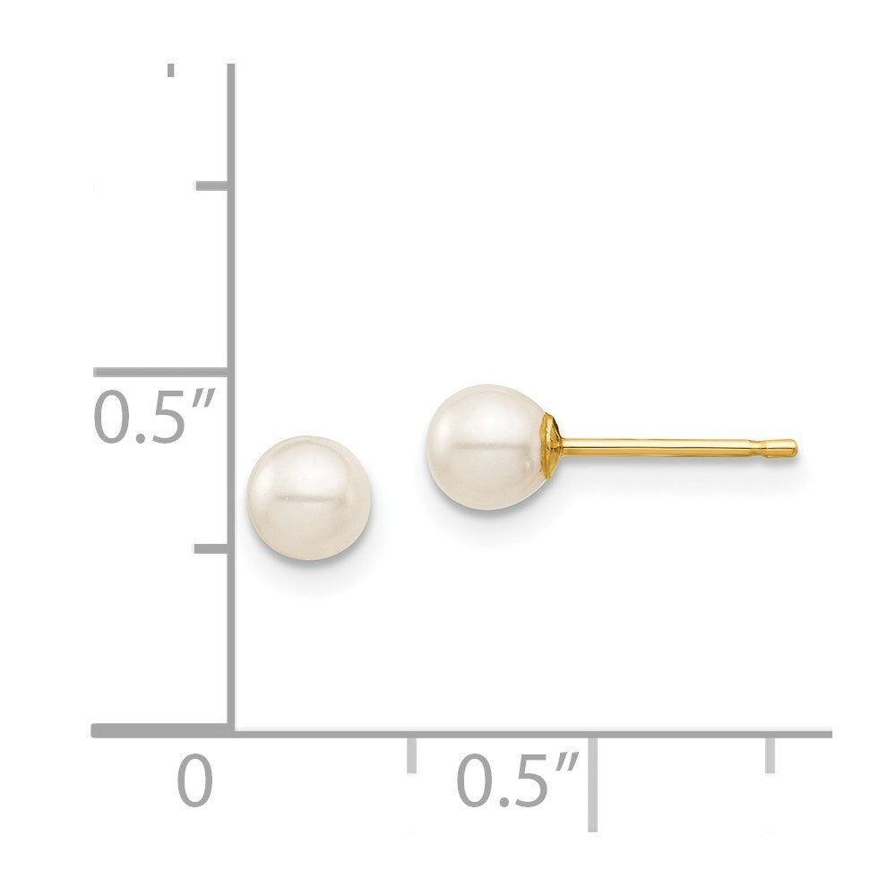 14k Yellow Gold 4-5mm Freshwater Cultured Pearl Stud Earrings Gift for Women