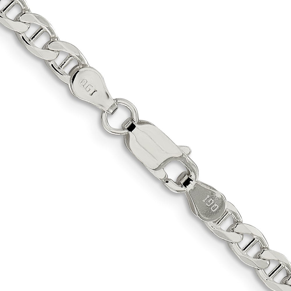 Sterling Silver 4.0mm Diamond-Cut Flat Anchor Curb Chain Necklace