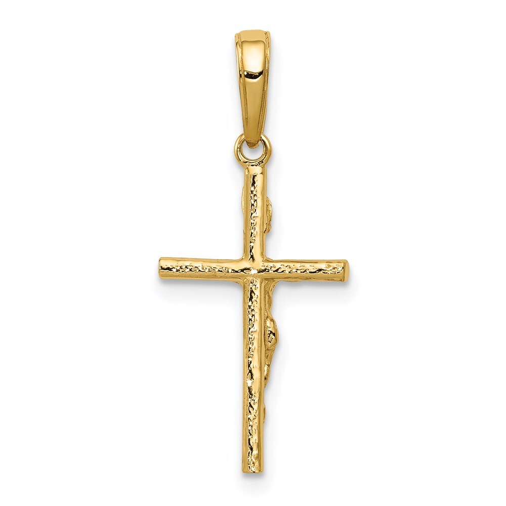 14k Yellow Gold INRI Hollow Crucifix Pendant