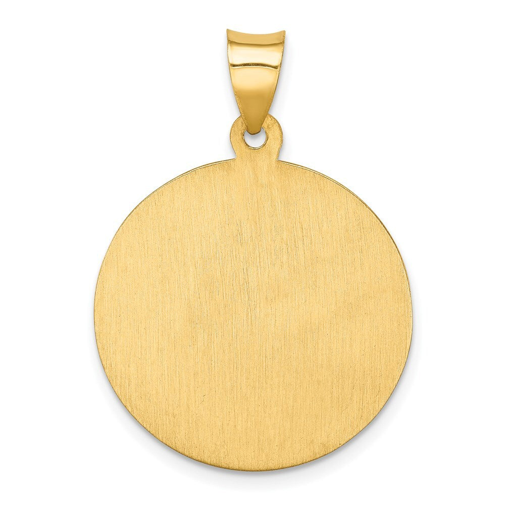 14k Yellow Gold Polished and Satin St Florian Medal Hollow Pendant