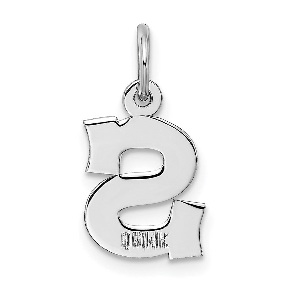 14k White Gold Small Block Letter S Initial Charm Pendant for Women