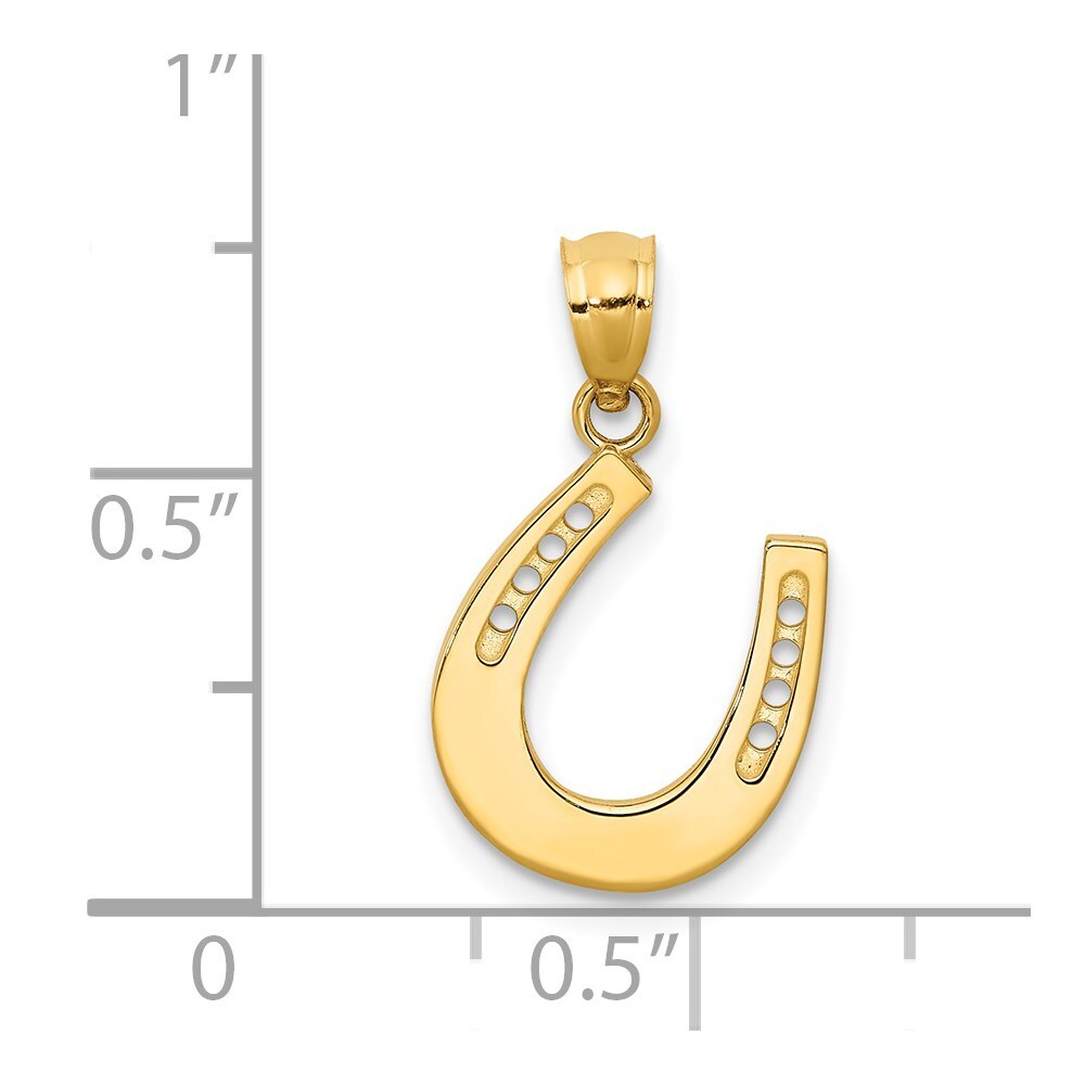14k Yellow Gold Gold Polished Horseshoe Pendant for Women