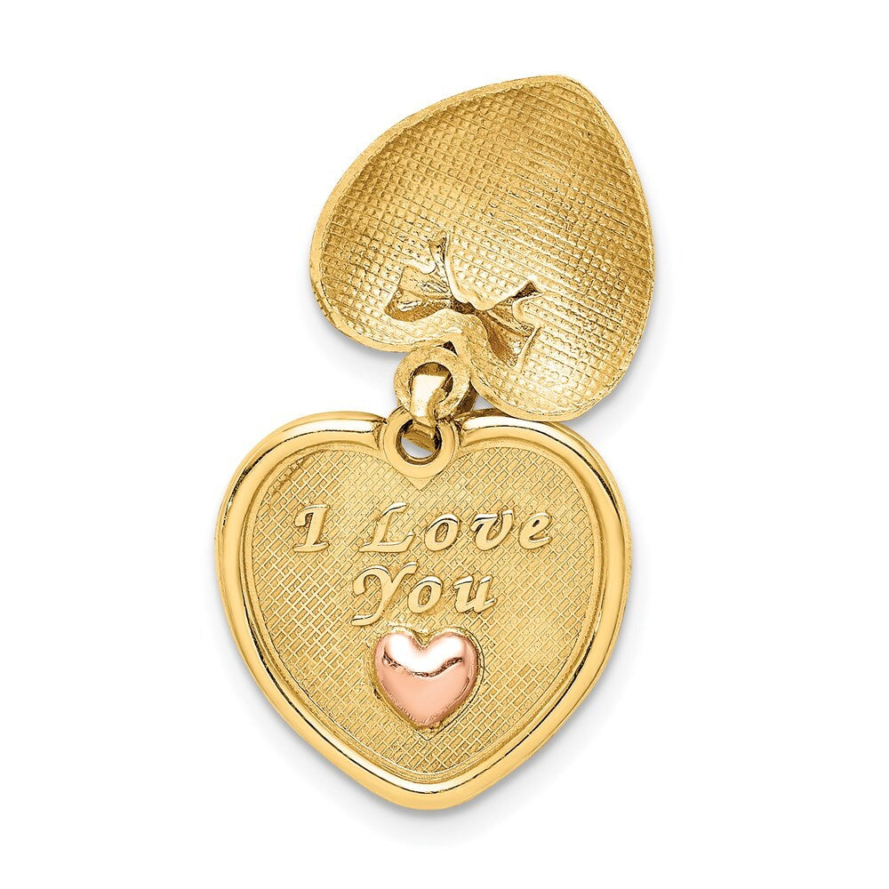 14k Yellow Gold Rose Plating I Love You in Heart Pendant for Women