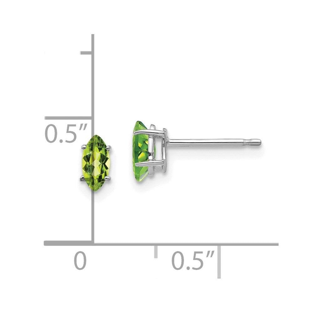 14k White Gold 6x3mm Marquise Peridot earring Gift for Women