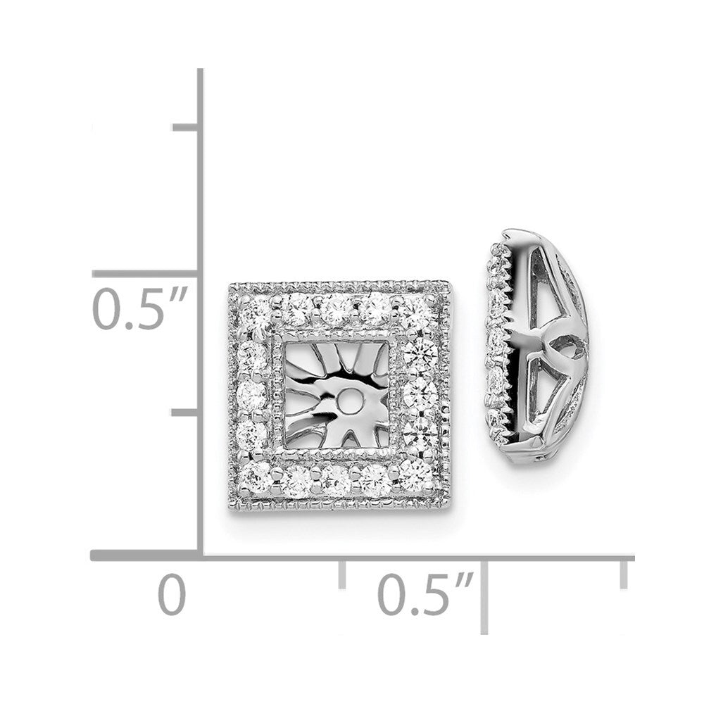 14k White Gold Diamond Square Jacket Earrings