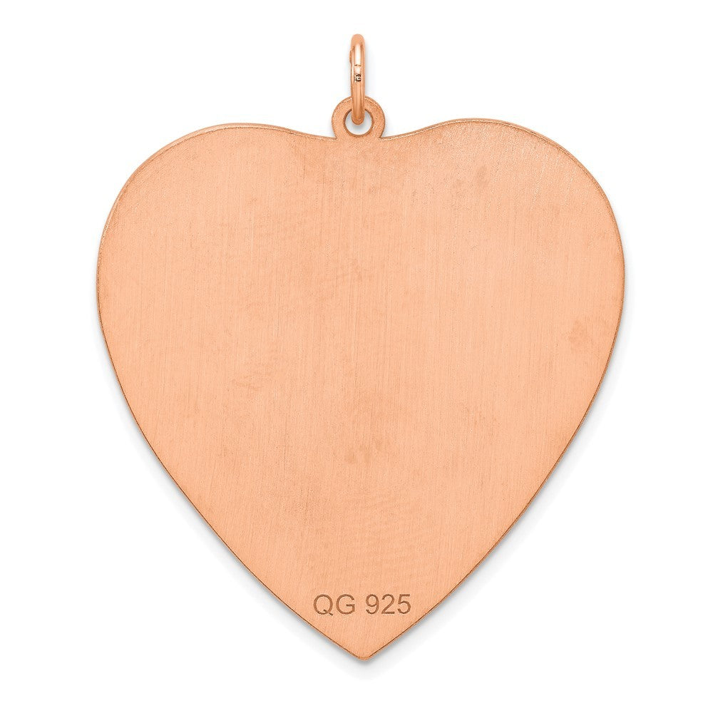 Sterling Silver Rose Gold Plated Eng. Heart Polish Front/Satin Back Disc Charm