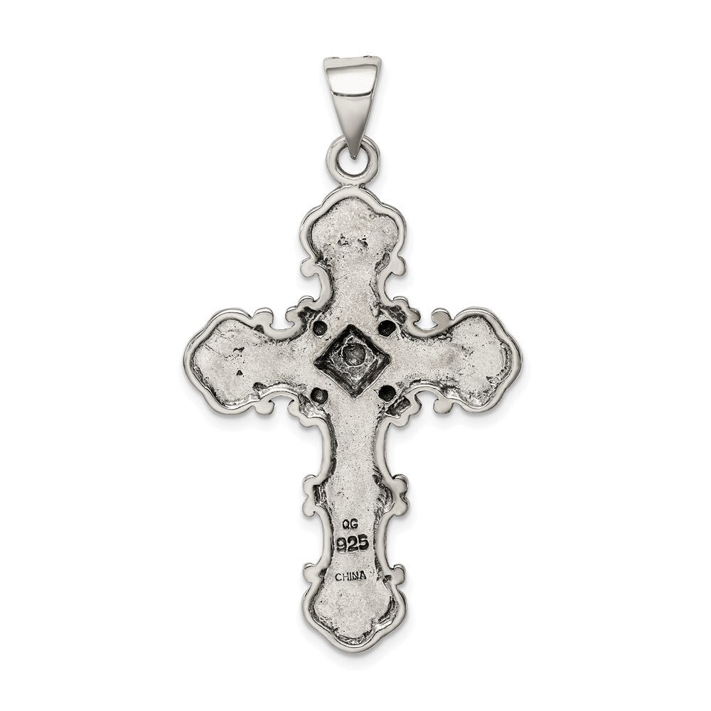 Sterling Silver Antiqued Marcasite Cross Pendant Holiday Gift for Women