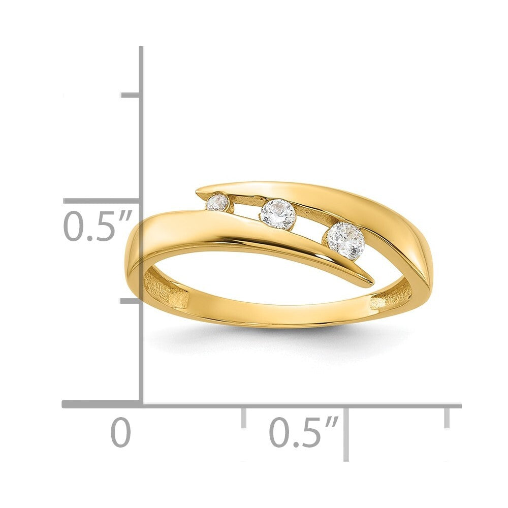 14K Yellow Gold Polished CZ Fashion Ring