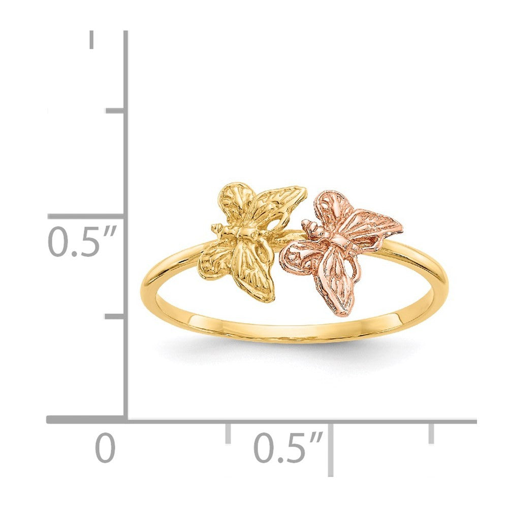 14K Two-tone Gold Polished Butterfly Ring