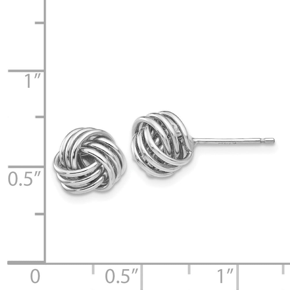 14k White Gold Ridged Love Knot Stud Earrings Gift for Women