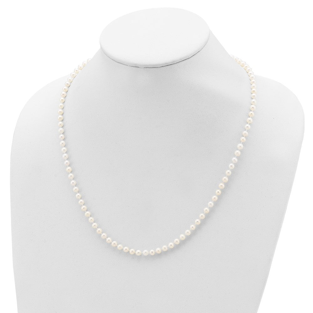 Sterling Silver Rhodium-plated 4-5mm White Cultured Pearl Necklace 20"