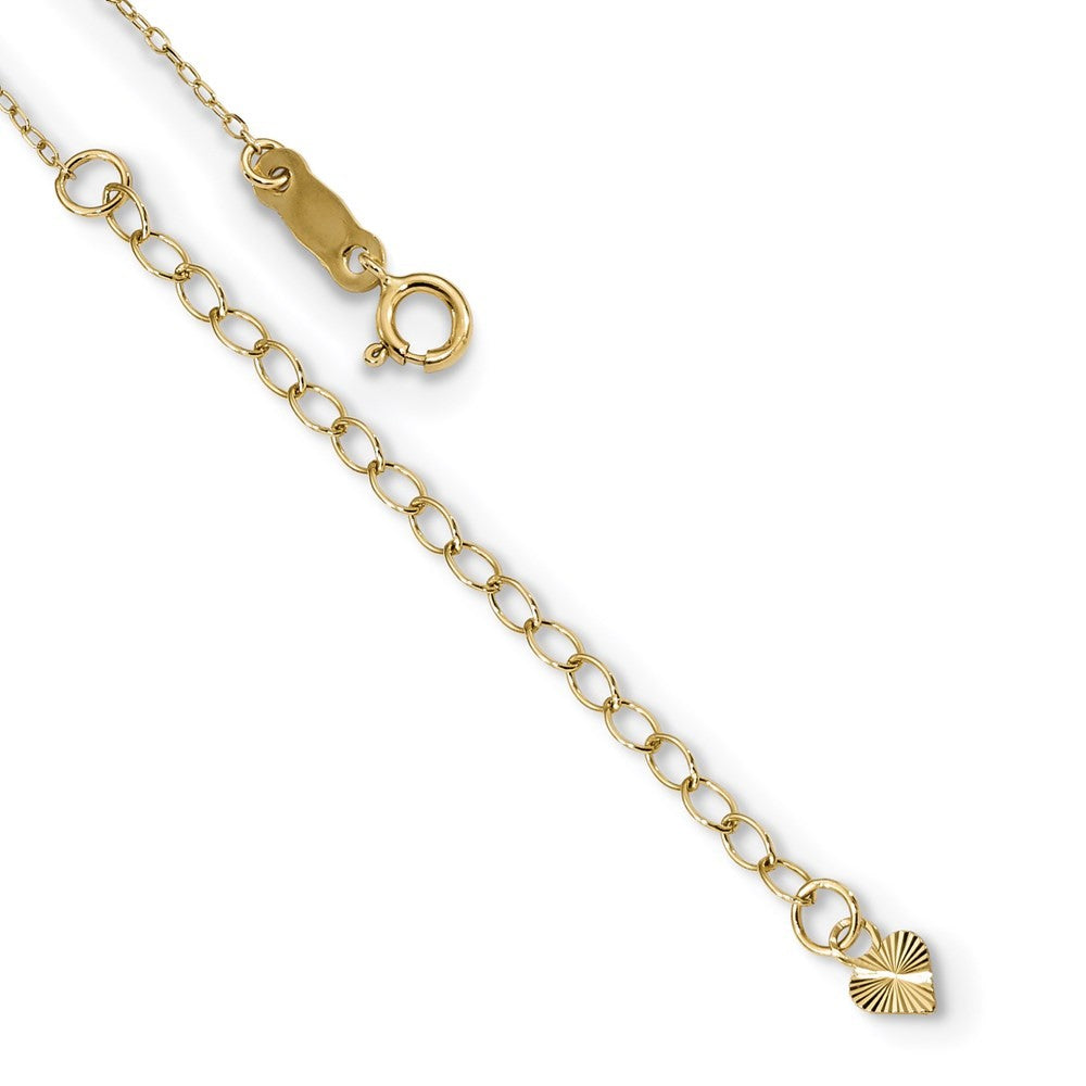14k Yellow Gold Polished 2-Strand Diamond-Cut Cross & Heart w/2in. Ext. Necklace