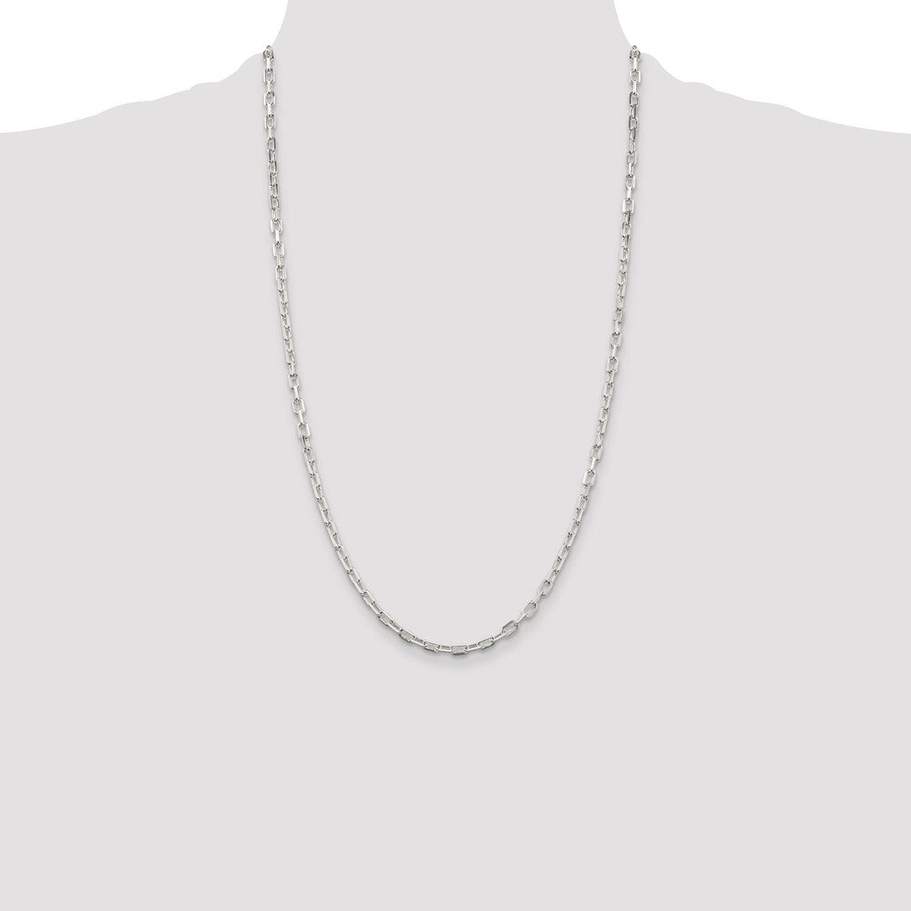 Sterling Silver 3.75mm Diamond-cut Long Link Cable Chain