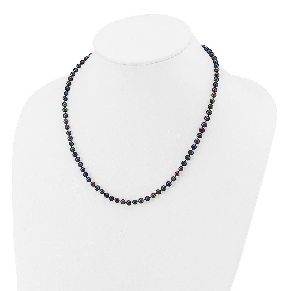 14k Yellow Gold 4-5mm Black Freshwater Cultured Pearl 18 inch Necklace