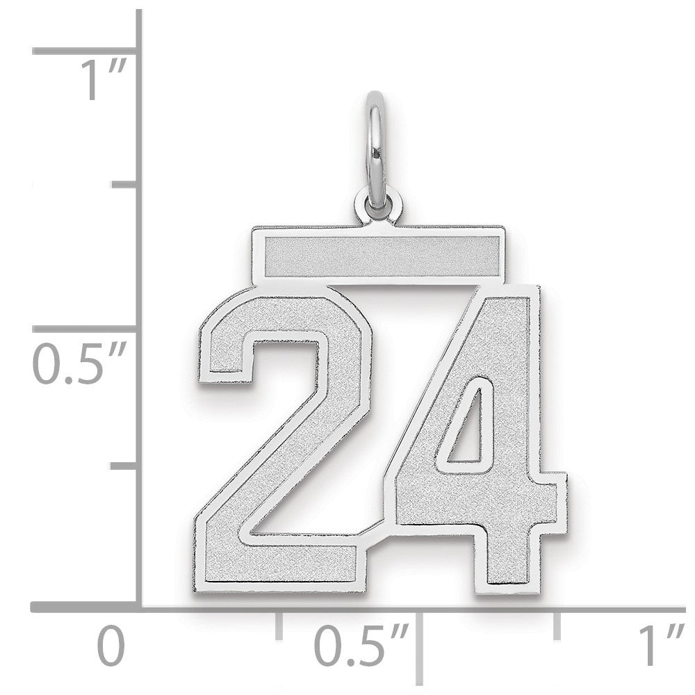 14K White Medium Satin Number 24 Charm