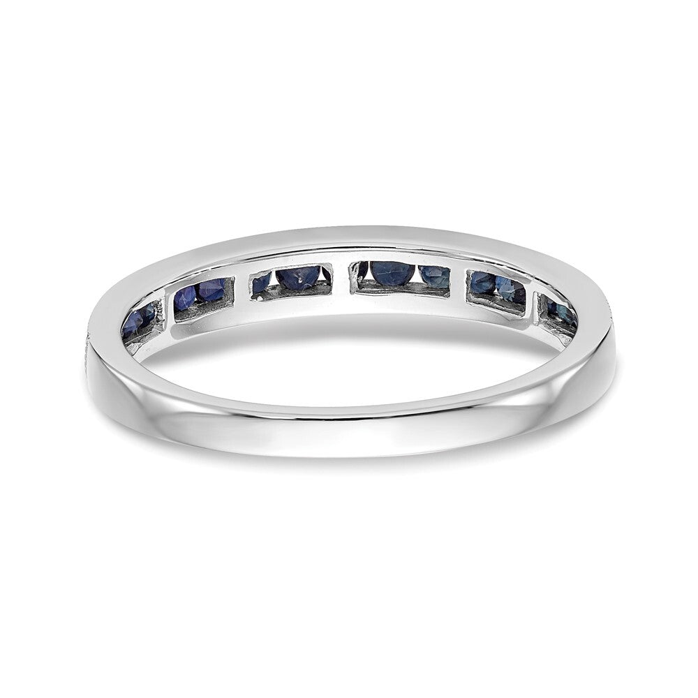 14k White Gold Blue Sapphire Complete Channel Band Size 7