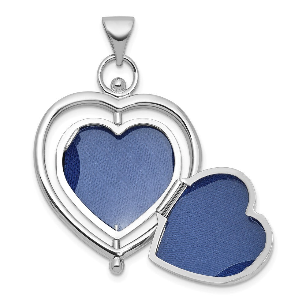 Sterling Silver Tree Of Life Flowers in Spinning Frame Reversible Heart Locket