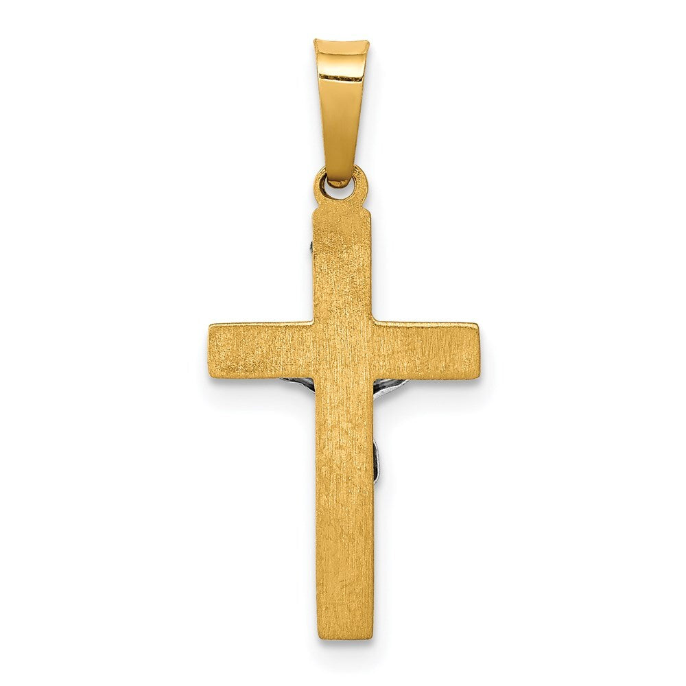 14k Two-tone Gold INRI Hollow Crucifix Pendant for Women