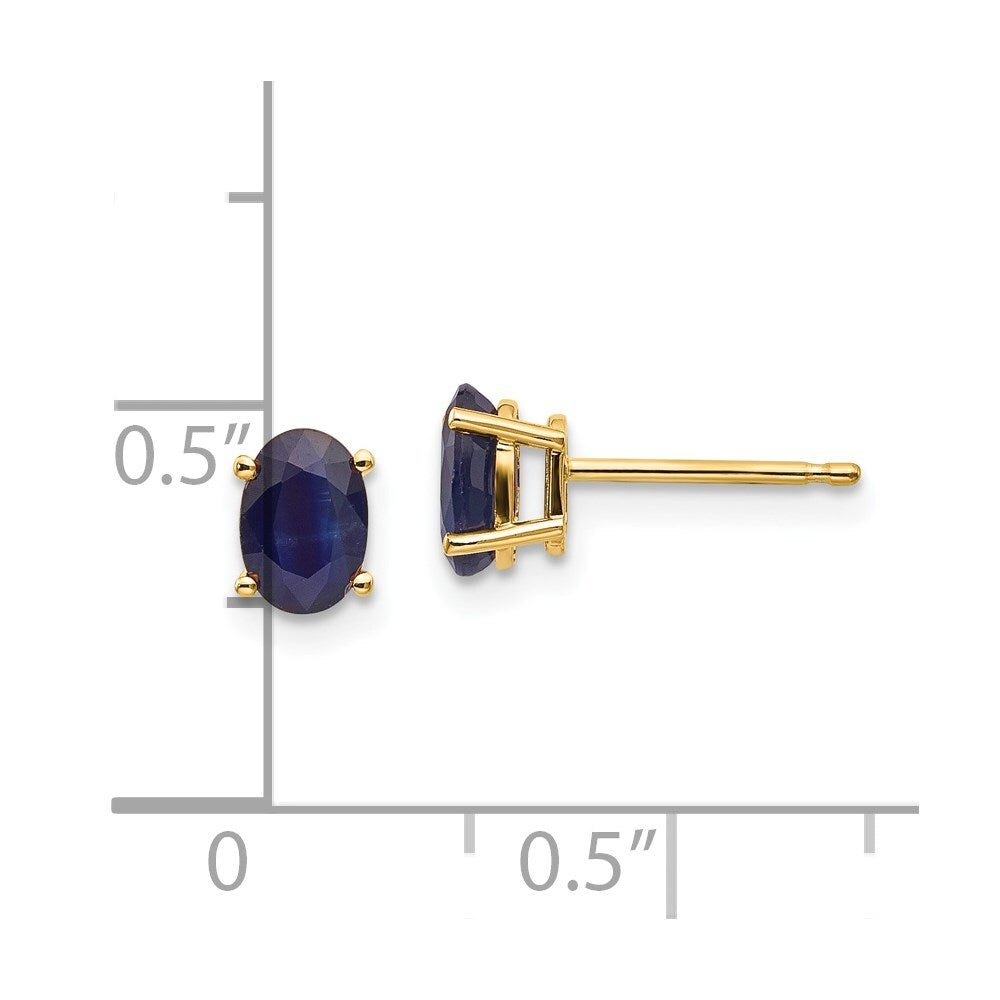 14k Yellow Gold Sapphire Stud Earrings - September Gift for Women