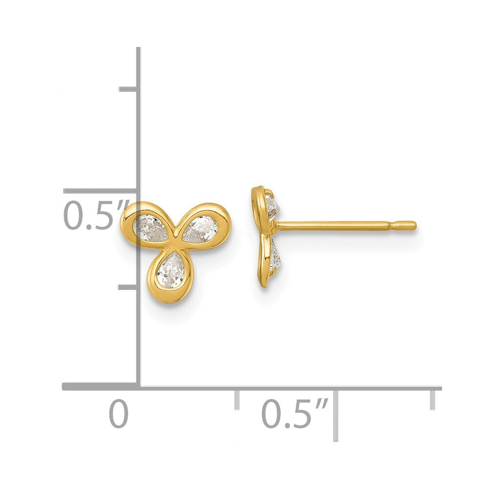 14k Yellow Gold Polished Cubic Zirconia Stud Earrings Gift for Women