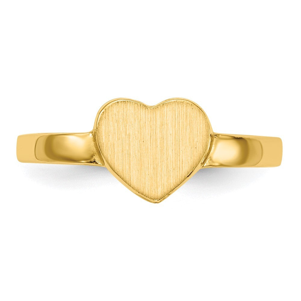 14k Yellow Gold 6.5x7.5mm Open Back Heart Signet Ring