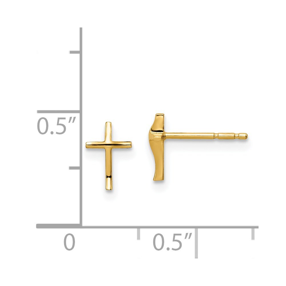 14k Yellow Gold Cross Stud Earrings
