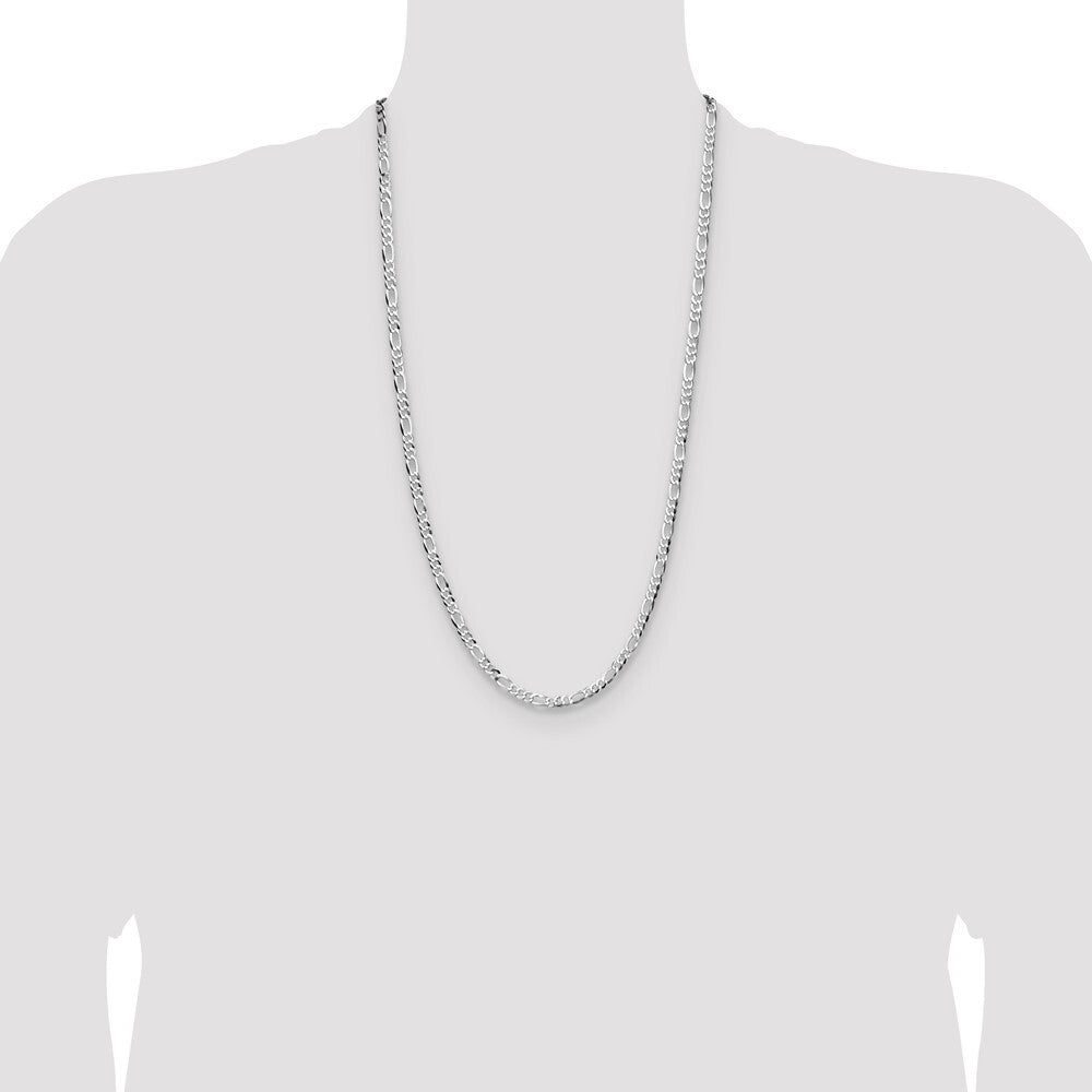 Sterling Silver 4.0mm Lightweight Flat Figaro Chain