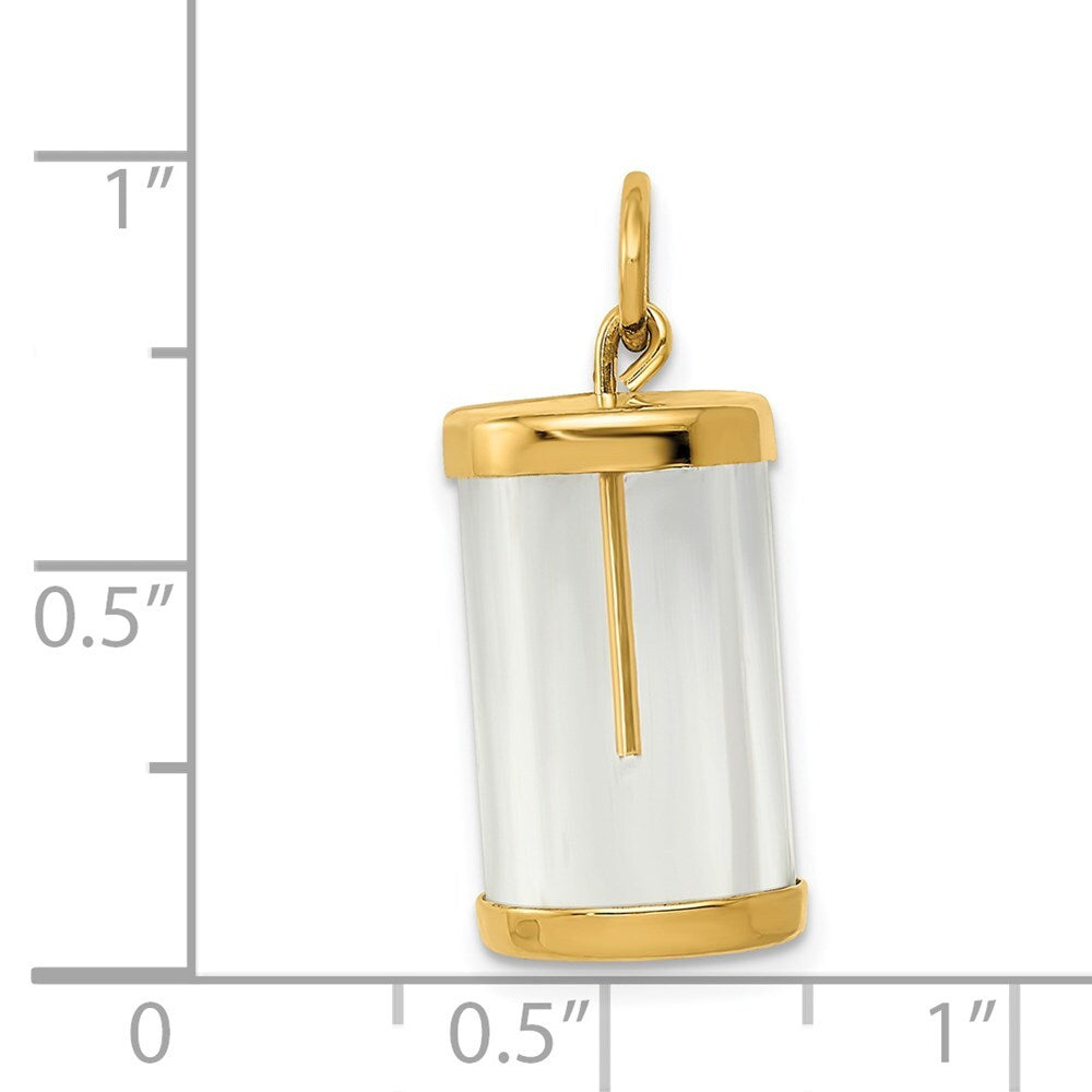 14k Yellow Gold Fillable Capsule Charm Pendant for Women
