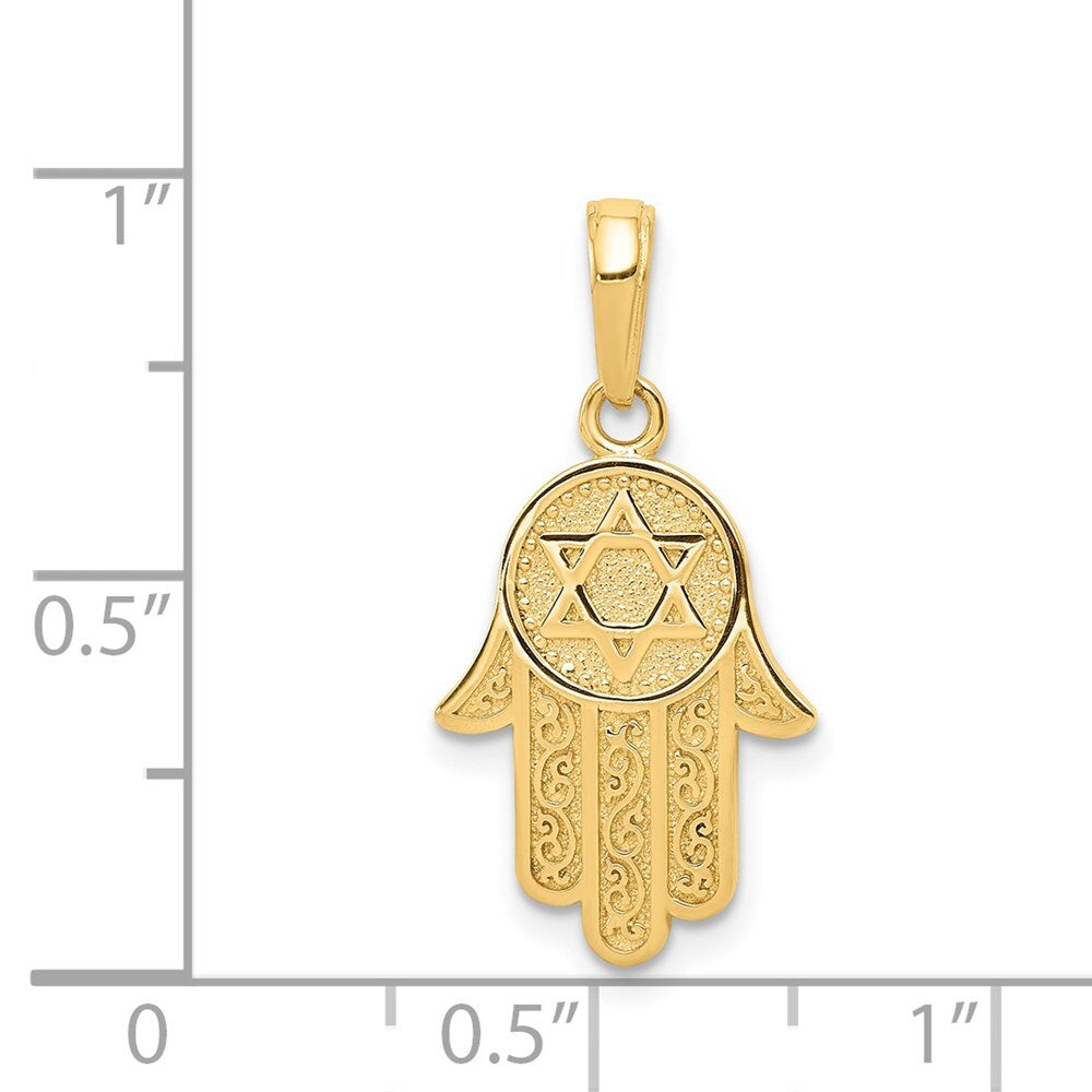 14k Yellow Gold Jewish Hand of God Star of David Pendant for Women