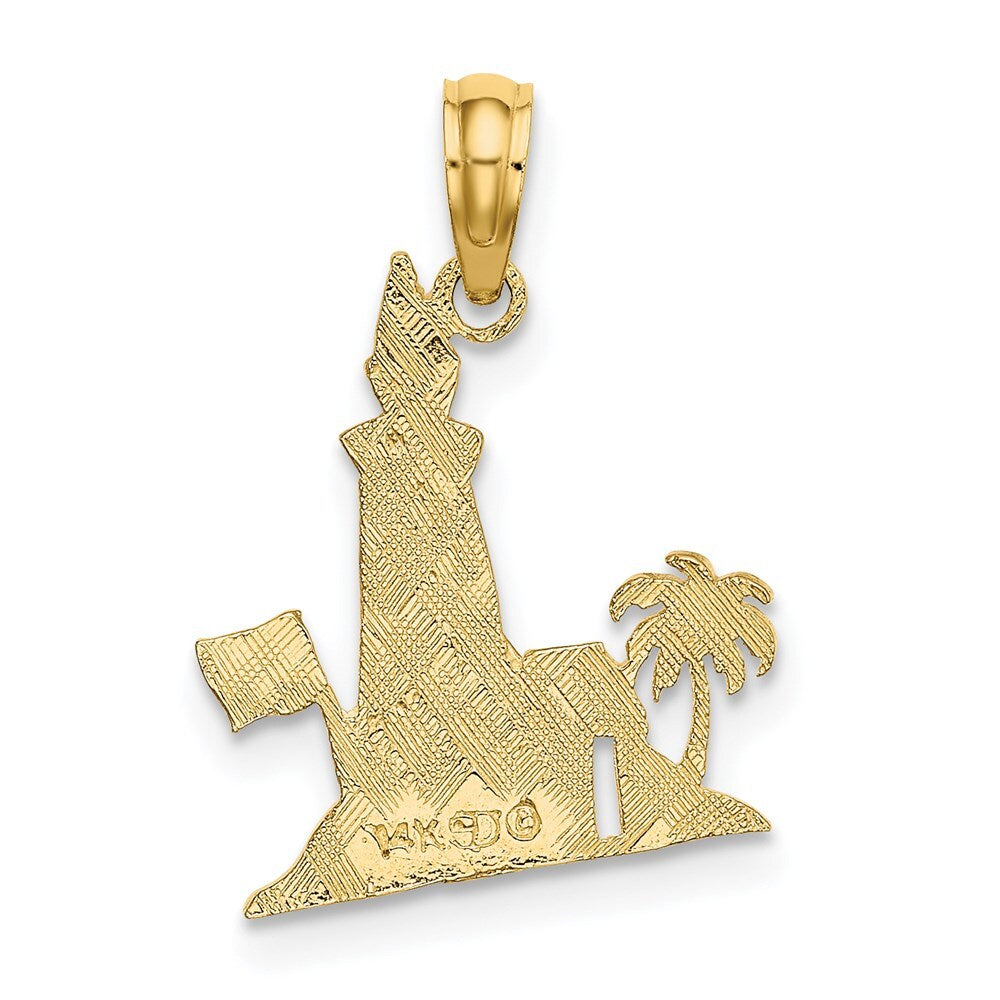 14k Yellow Gold Lighthouse Charm Pendant for Women