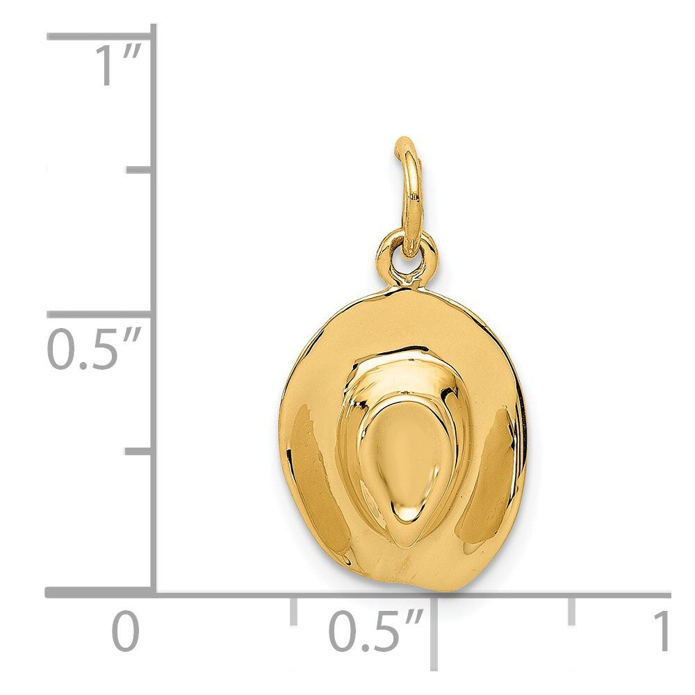 14k Yellow Gold Hat Charm Pendant for Women