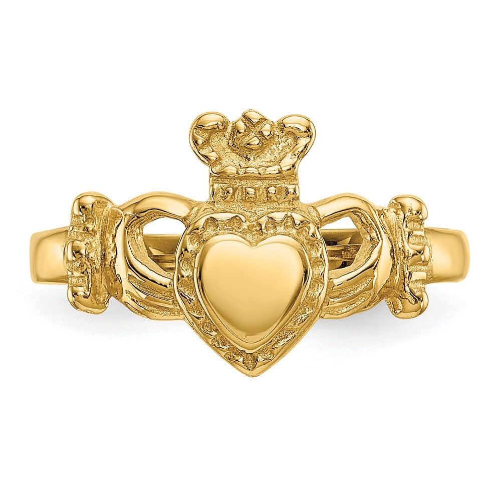 14K Yellow Gold Polished Ladies Claddagh Ring