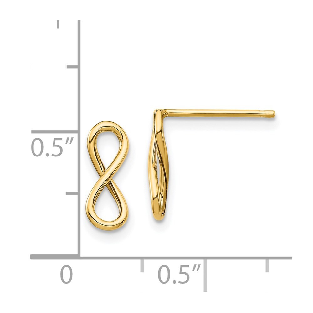 14k Yellow Gold Polished Infinity Stud Earrings Gift for Women