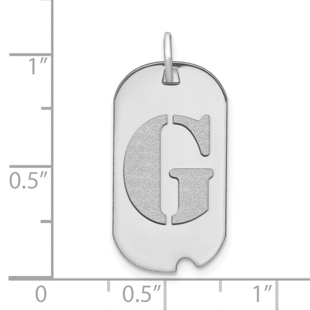 14k White Gold Polished Letter G Initial Dog Tag Pendant for Women