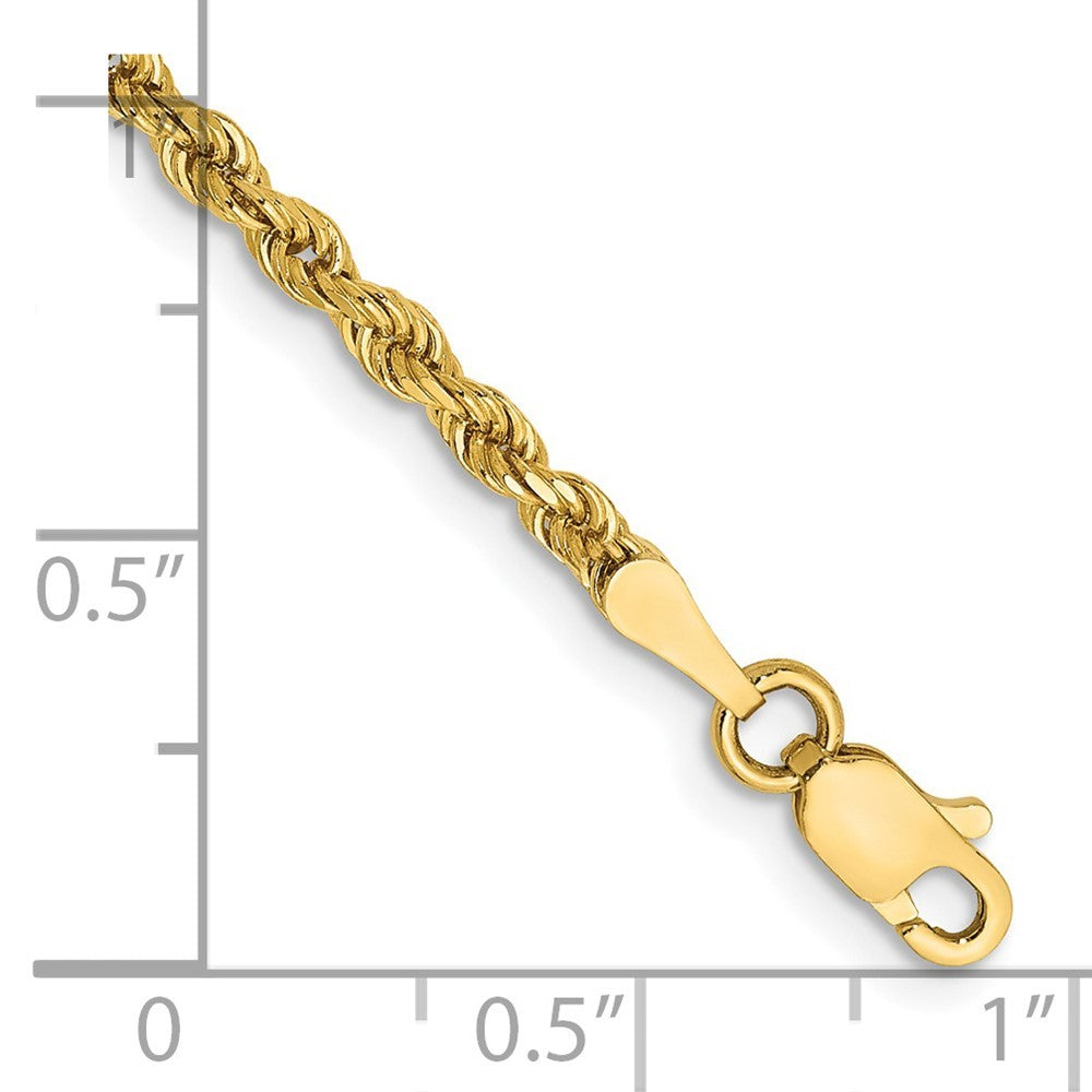 14k Yellow Gold 7 inch 2.5mm Semi Solid Diamond-cut Rope Chain Bracelet