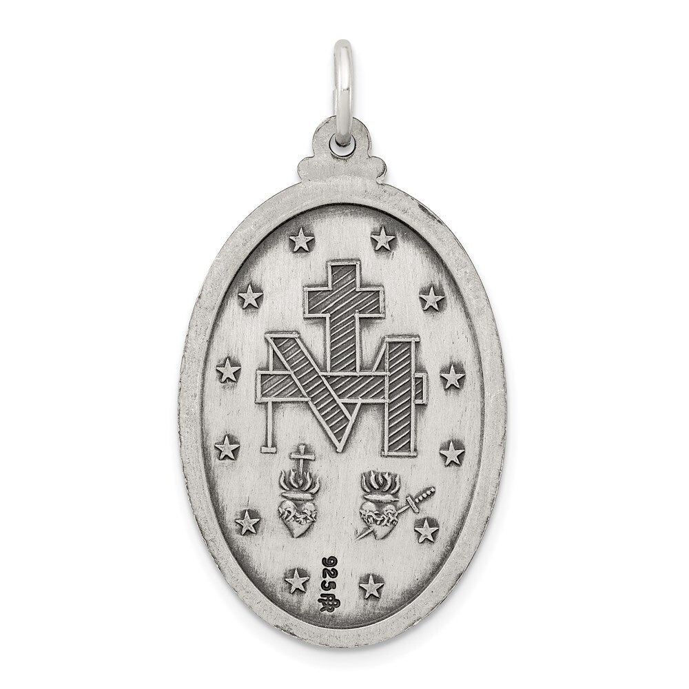 Sterling Silver Antiqued Miraculous Medal Pendant Holiday Gift for Women