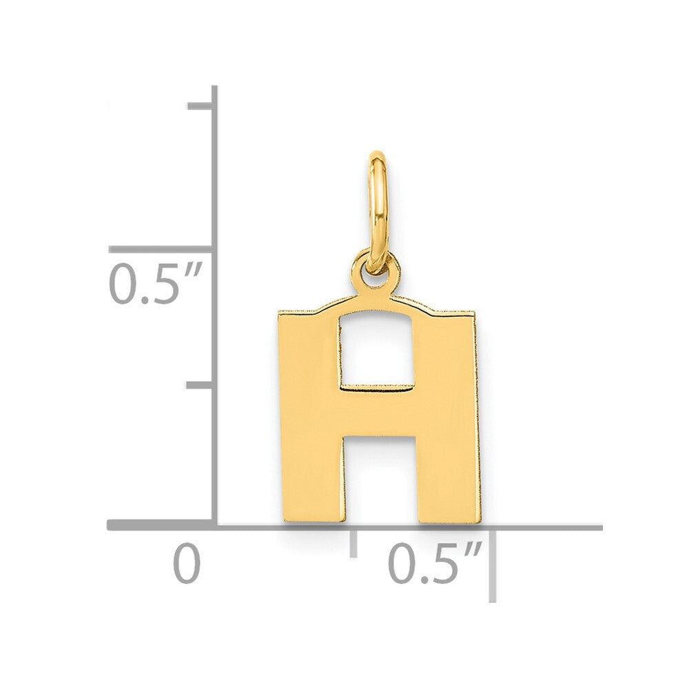 14k Yellow Gold Letter H Initial Pendant for Women