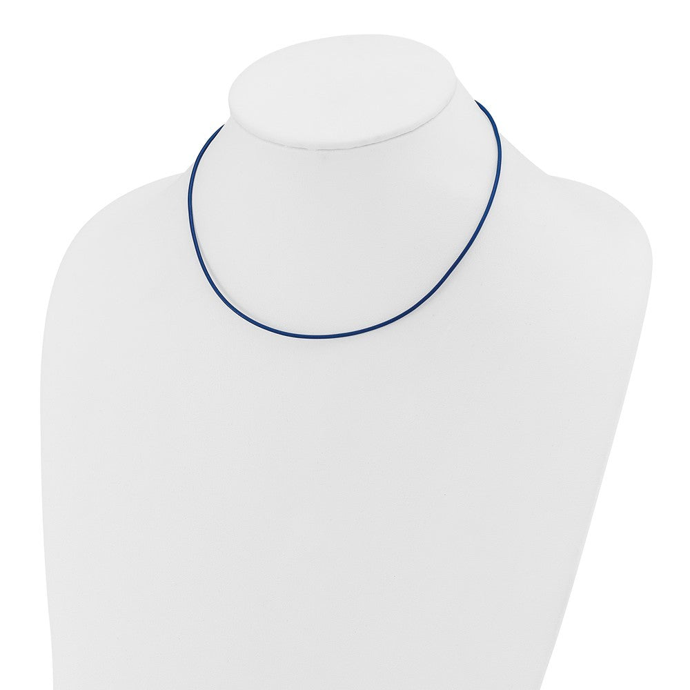14k Yellow Gold Yellow Clasp 1.6mm 16 inch Royal Blue Leather Cord Necklace