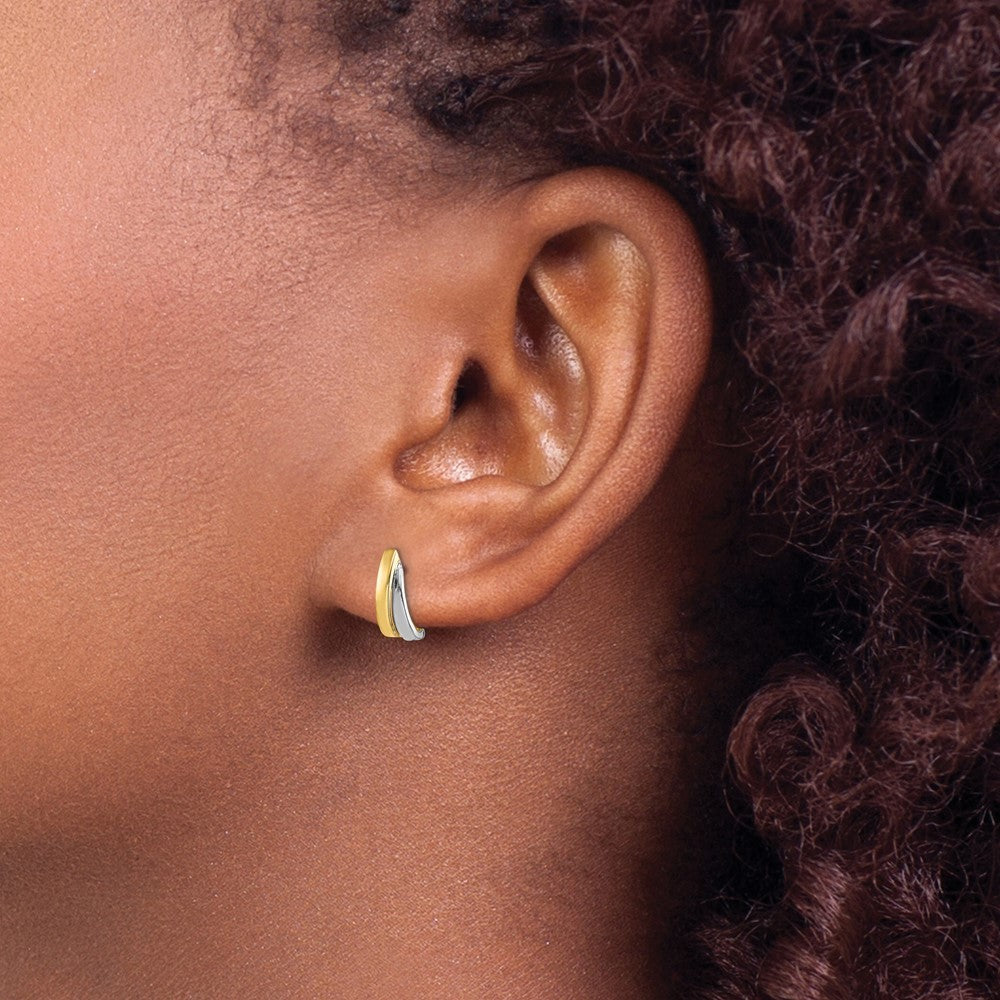 14k Yellow Gold w/Rhodium Earrings