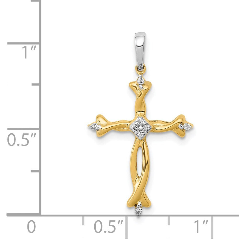 14k Two-tone Gold 1/20ct. Diamond Cross Pendant for Women