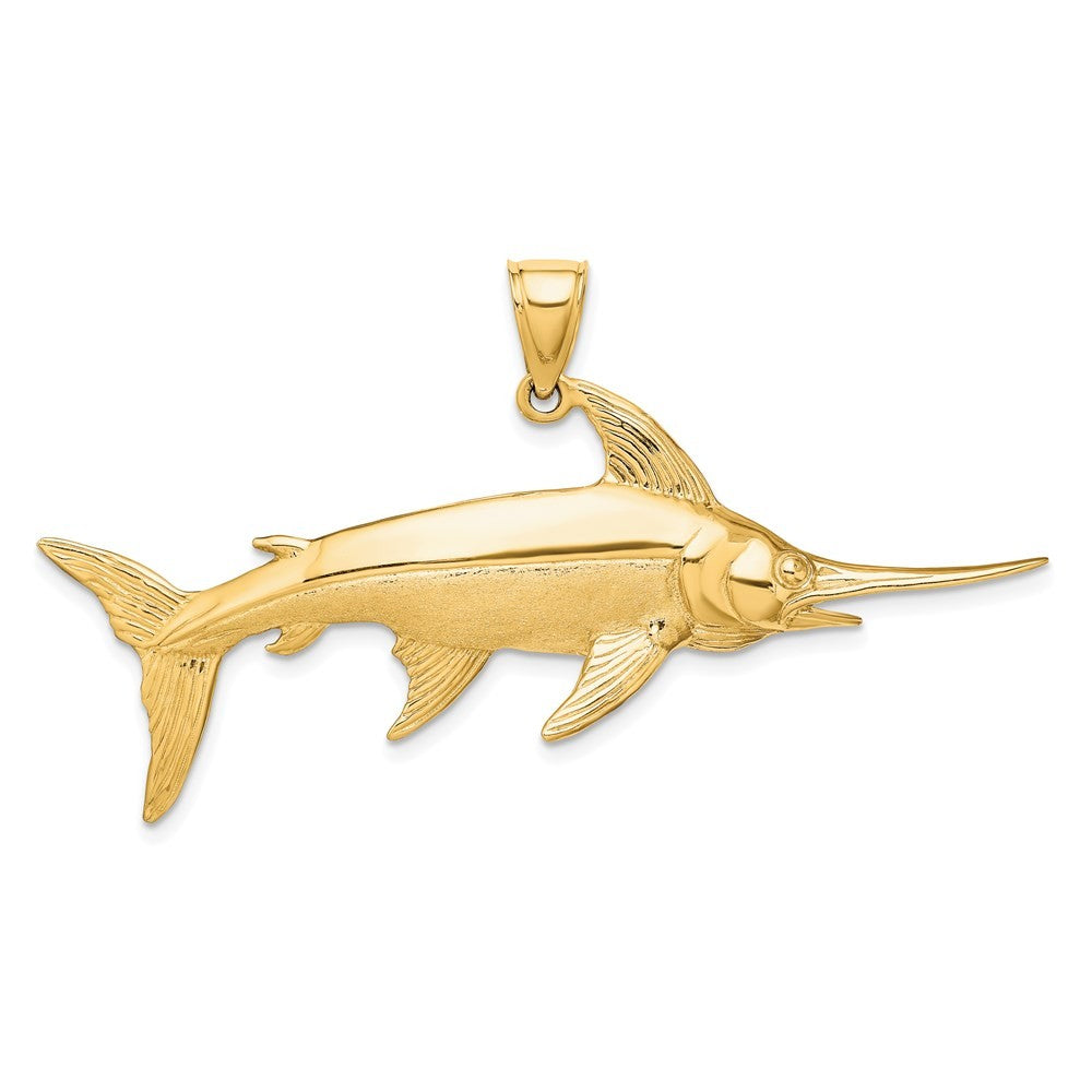 14k Yellow Gold 3-D Polished Satin Swordfish Charm
