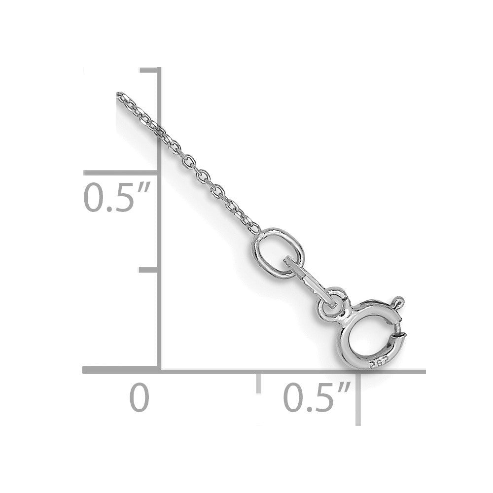 14K White Gold 10" .6mm Diamond-cut Round Open Link Cable Anklet